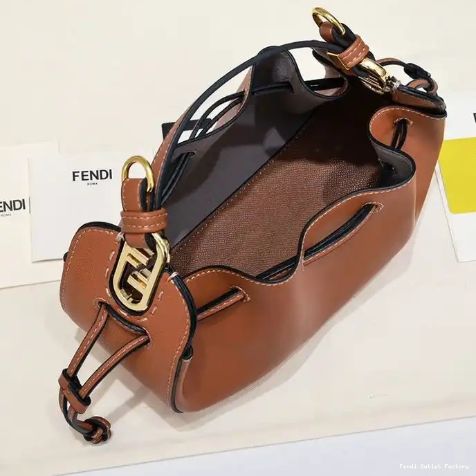 Vintage HOT Bucket Brown Mini Calf Fendi Bag Leather Pomodorino In 0318