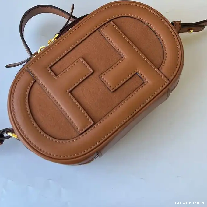 Affordable HOT In Fendi Brown Leather Mini Calf O'Lock Camera Case 0317