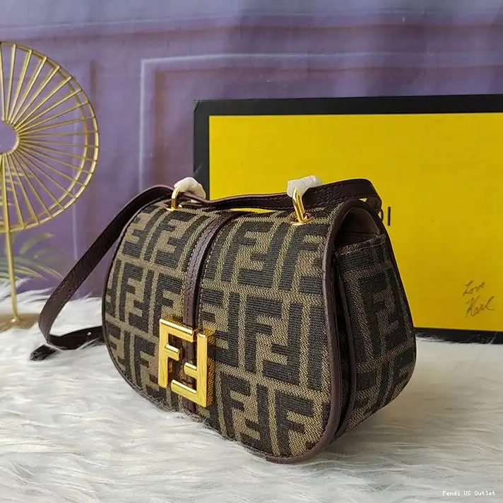 Affordable HOT Mini Motif Fendi FF Fabric Bag Brown In C'mon 0315
