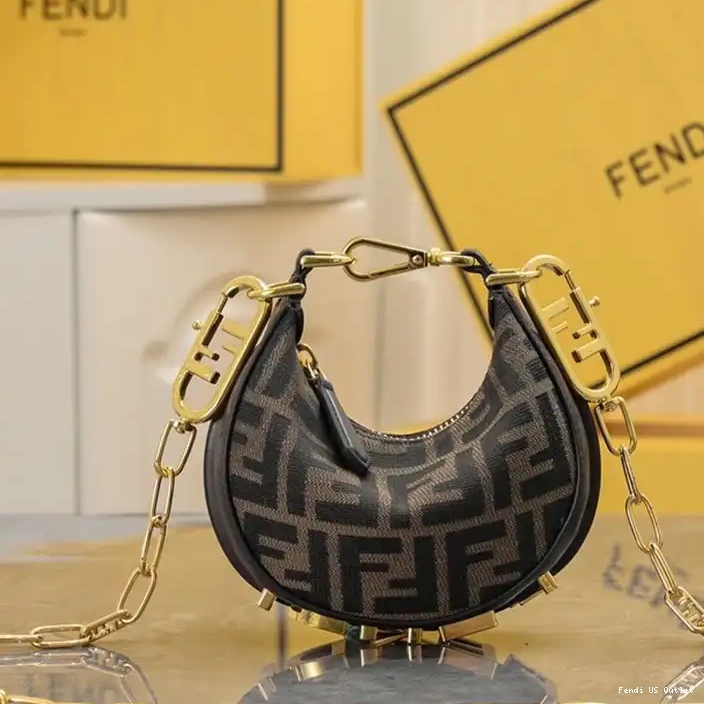 Vintage HOT Fendi Nano Fendigraphy Fabric FF Bag In Brown Motif Hobo 0321