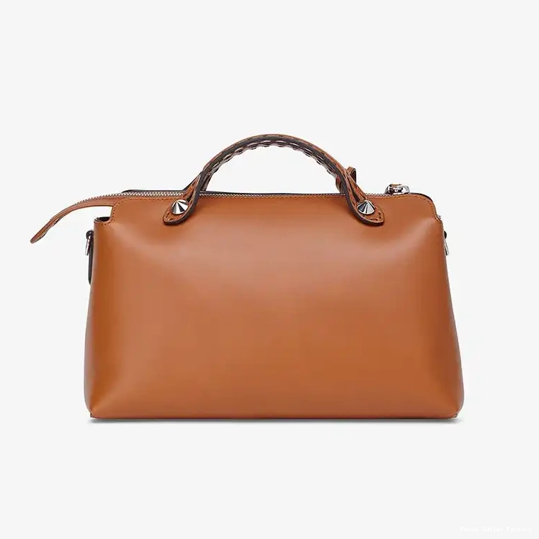 Vintage HOT The Fendi ROMA Way Medium Calf In Boston Brown Logo Bag By Leather 0317