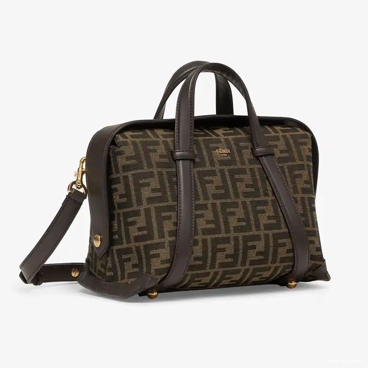 Affordable HOT Medium Boston In Bag Brown Fabric Motif 365 Fendi FF 0319