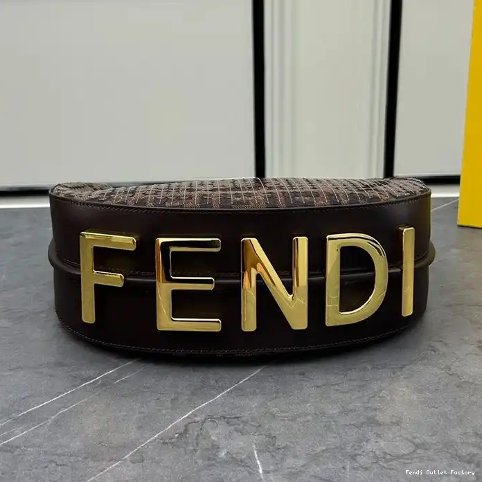 Affordable HOT with Fendigraphy Brown Fabric In Motif Hobo FF Sequins Bag Small Fendi 0322