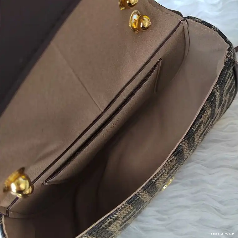 Affordable HOT Mini Motif Fendi FF Fabric Bag Brown In C'mon 0315