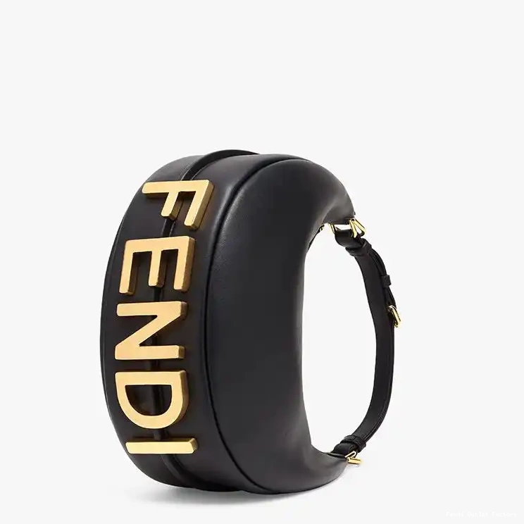 Affordable HOT Hobo Fendigraphy In Small Black Leather Calf Bag Fendi 0318