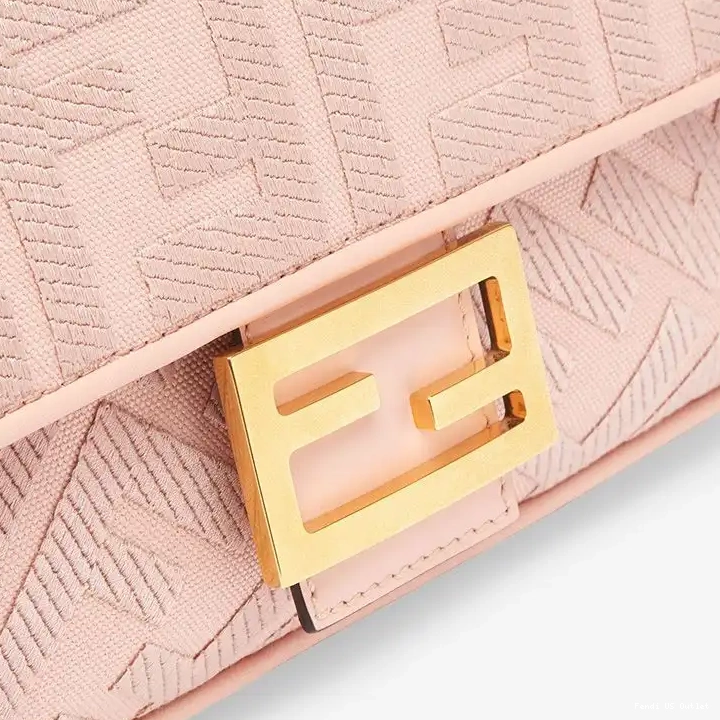 Affordable HOT Cut Laser In FF Motif Baguette Strap Bag Pink with Medium Canvas Fendi 0304