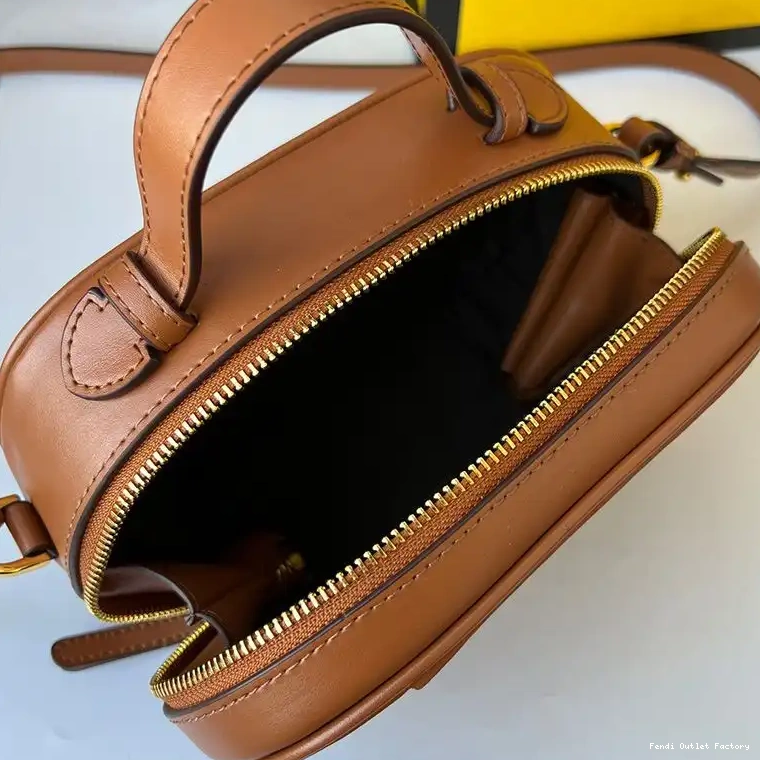 Affordable HOT In Fendi Brown Leather Mini Calf O'Lock Camera Case 0317