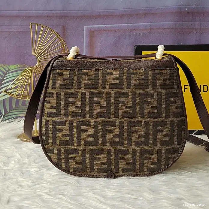 Vintage HOT Fendi Medium In Fabric C'mon Motif FF Brown Bag 0315