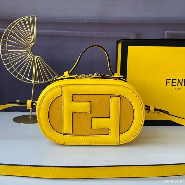 HOT Leather Fendi Camera In Mini Yellow O'Lock Calf Case 0304