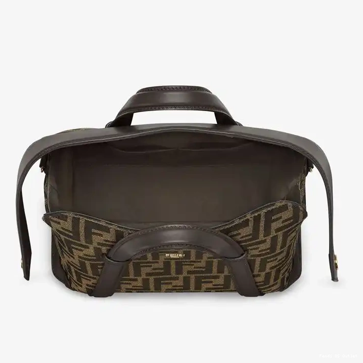 Affordable HOT Medium Boston In Bag Brown Fabric Motif 365 Fendi FF 0319