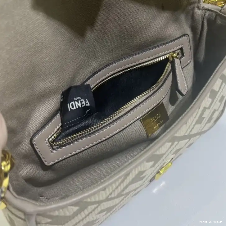 Cheap HOT Medium FF In Grey Canvas Motif Fendi Bag Baguette 0316