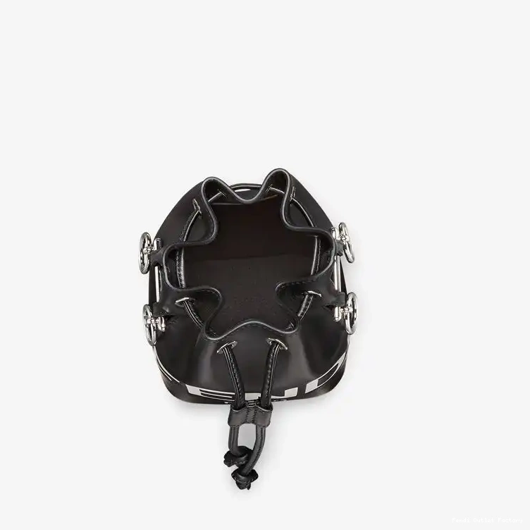 Affordable HOT Calf Leather In White Bucket Tresor Bag Mini Black Mon ROMA Logo Fendi 0321