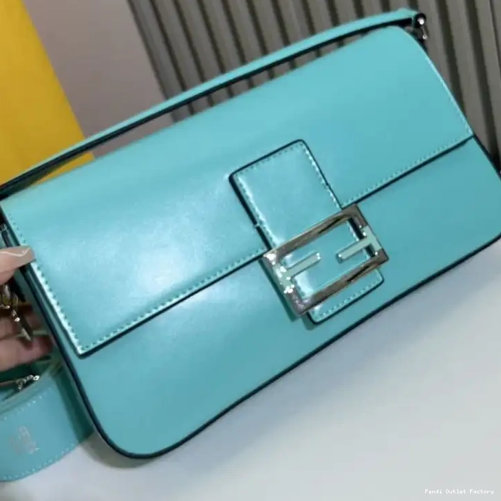 Affordable HOT In Tiffany Smooth Bag Leather Blue Fendi Baguette Medium 0322