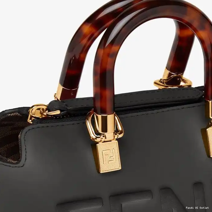 Affordable HOT Fendi By Calf In Way ROMA Bag Mini Logo Leather The Black Boston 0317