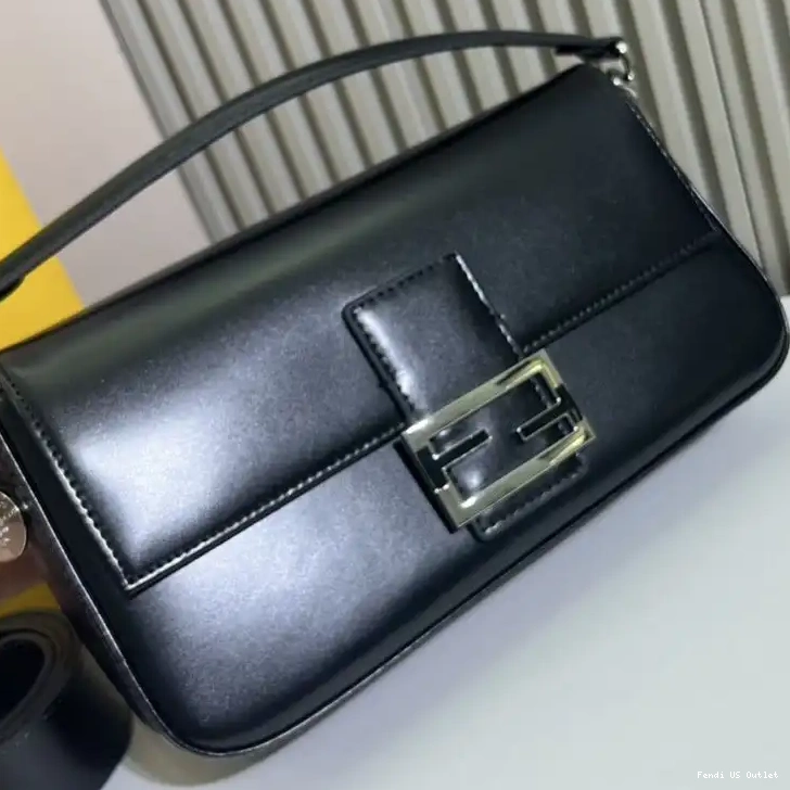Cheap HOT Baguette Leather Bag Fendi Smooth Medium Black Tiffany In 0316